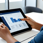 A professional woman in modest business casual attire, seated at a sleek modern desk, thoughtfully reviewing digital insurance options on a tablet. The background is a clean, softly lit contemporary office space with subtle, abstract graphical elements symbolizing different types of insurance and financial security. The atmosphere is calm and focused, reflecting peace of mind derived from informed decisions. safe for work, appropriate content, fully clothed, professional, perfect anatomy, correct proportions, natural pose, well-formed hands, proper finger count, natural body proportions, high-quality, professional photography, detailed, realistic.