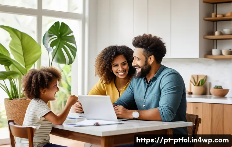 보험 포트폴리오 최적화에 관한 자주 묻는 질문 - A Brazilian family sitting at a modern dining table in a cozy home, discussing insurance plans with ...