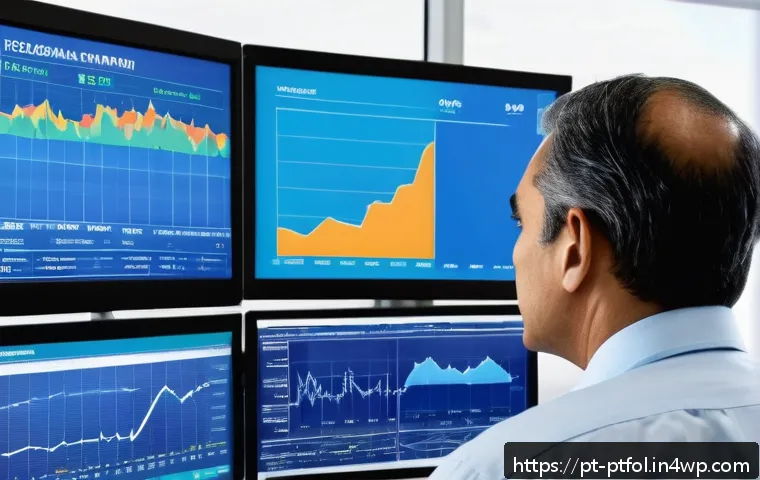 보험 포트폴리오 리스크 평가 및 관리 전략 - A professional insurance portfolio manager in a modern Brazilian office, analyzing diverse financial...